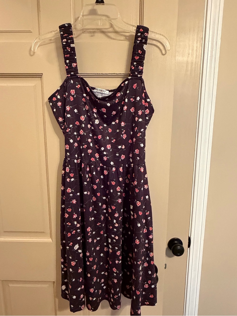 HUHOT Floral Black Dress Top - Size L - Picture 4 of 5
